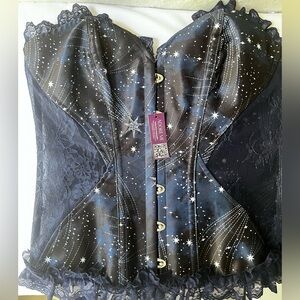 Underwire Lace Up Back Corset Romantic Whimsigoth Fairycore Ruffle Lace Size M